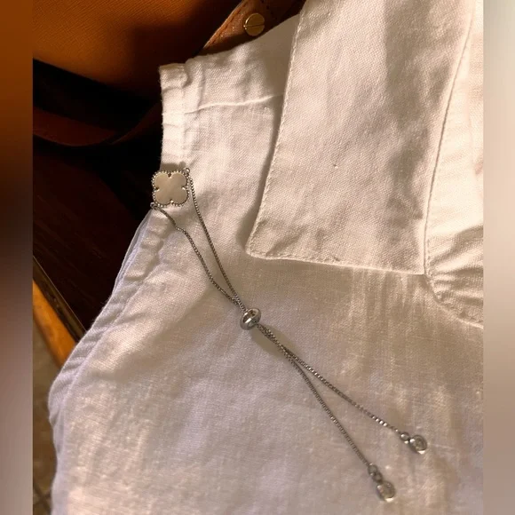 New! Adornia mother of pearl flower silver adjustable bracelet - Picture 4 of 6